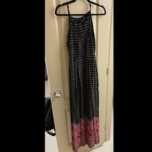 Black with print maxi dress